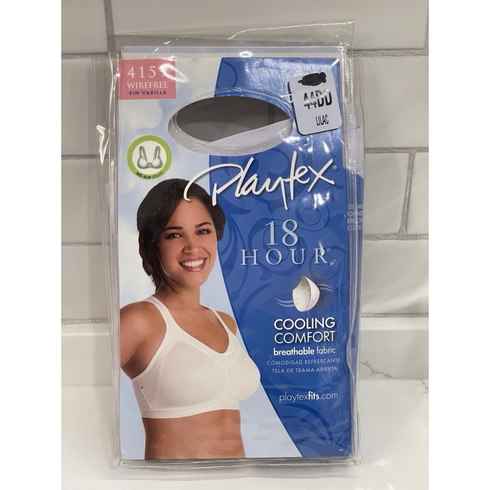 Playtex Bra Women 44 DD Wirefree 18 Hour Cooling‎ Comfort Lilac Purple New